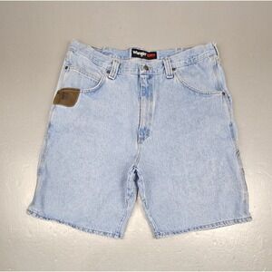Wrangler RIGGS Jean Shorts Mens 36 Blue‎ Carpenter Workwear Y2k Denim